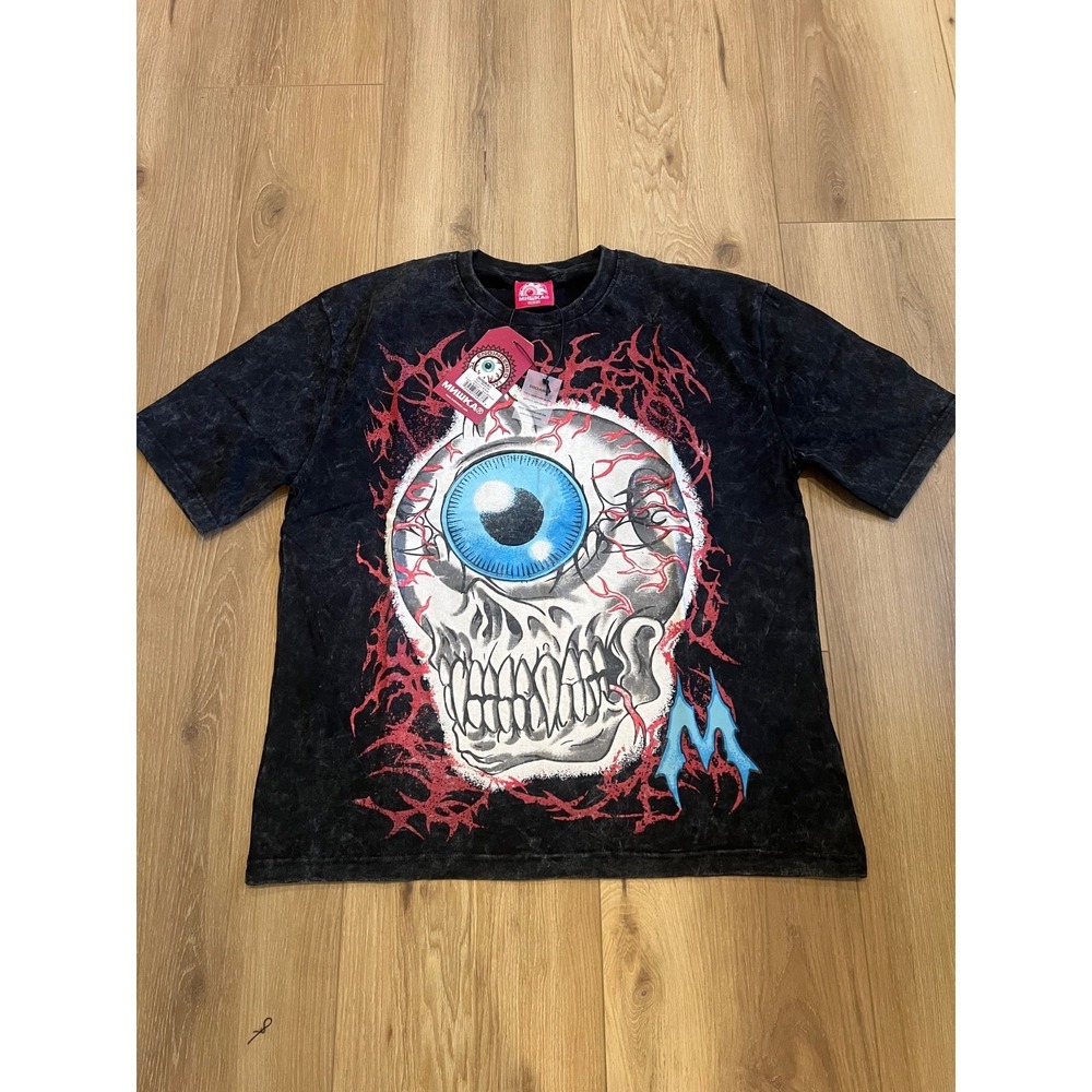 Mishka Keep Watch Skull Eyeball T-Shirt Mens Medium Acid Wash Graphic NWT Tee